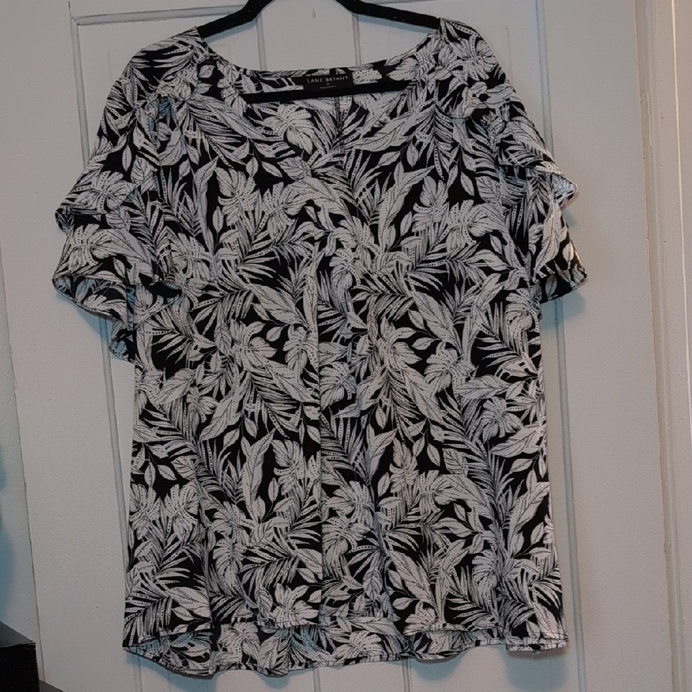 Lane Bryant Black and White Floral Blouse